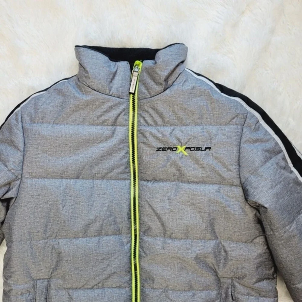 ZeroXposur Boys‎ Puffer Jacket Gray Neon Zip Size XL 18 20 Winter Warm